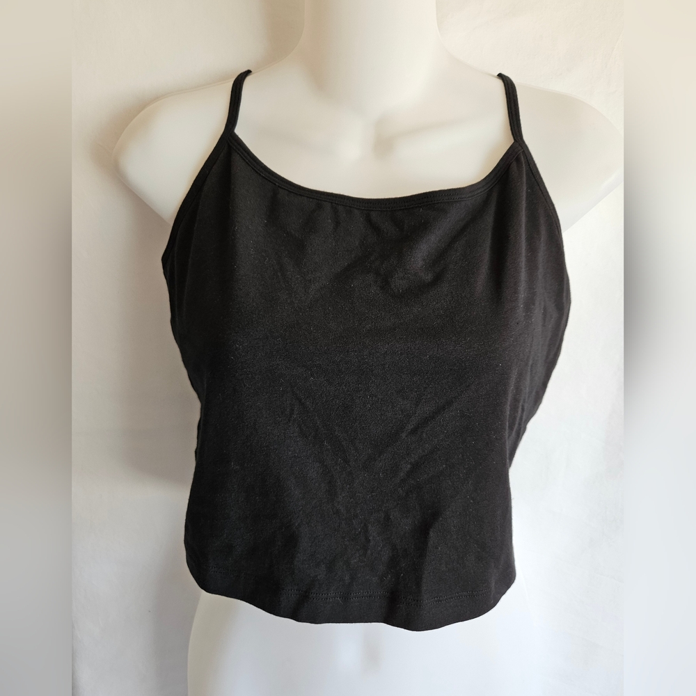 Victoria’s Secret PINK Black Cropped Camisole Strappy Back L NWT